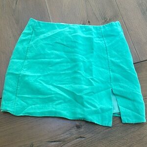 Green linen miniskirt